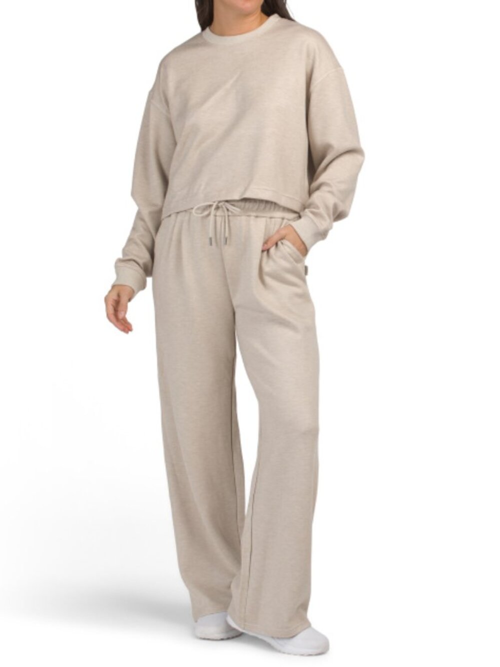 90 DEGREE BY REFLEX 2pc Aspen Plush Marvelle Crew Neck Sweatshirt And Drawstring